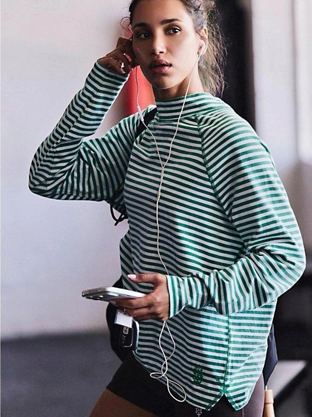 Free People Restoration Yarn Dye Stripe Layer Cotton Long Sleeve Size xs, euc